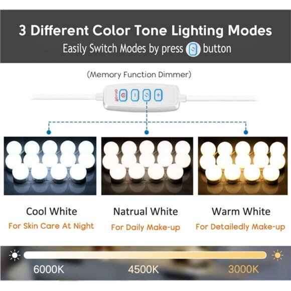 22.6ft Led Vanity Mirror Lights with 14 Dimmable Light Bulbs Makeup Vanity - Picture 3 of 8